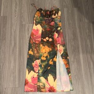 Floral Print Maxi Slip Dress in Multicolor
